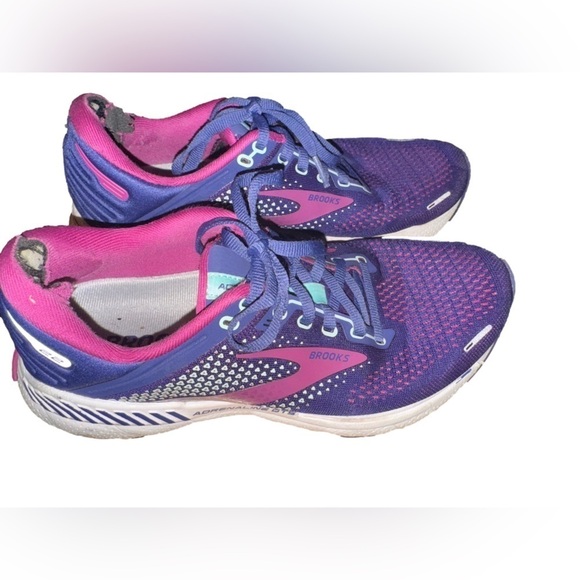 Brooks Shoes - Brooks Purple Adrenaline GTS 22 Comfort Running Sneaker Navy/Yucca/Pink Size 10